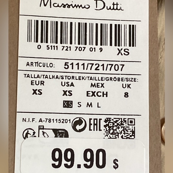 NWT. Massimo Dutti Beige Gathered Mandarin Collar Shirt. Size XS. - Picture 8 of 11